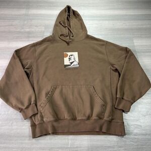 Katin Hoodie Mens Large Brown Moai Easter Island Fleece Sweatshirt Tribal